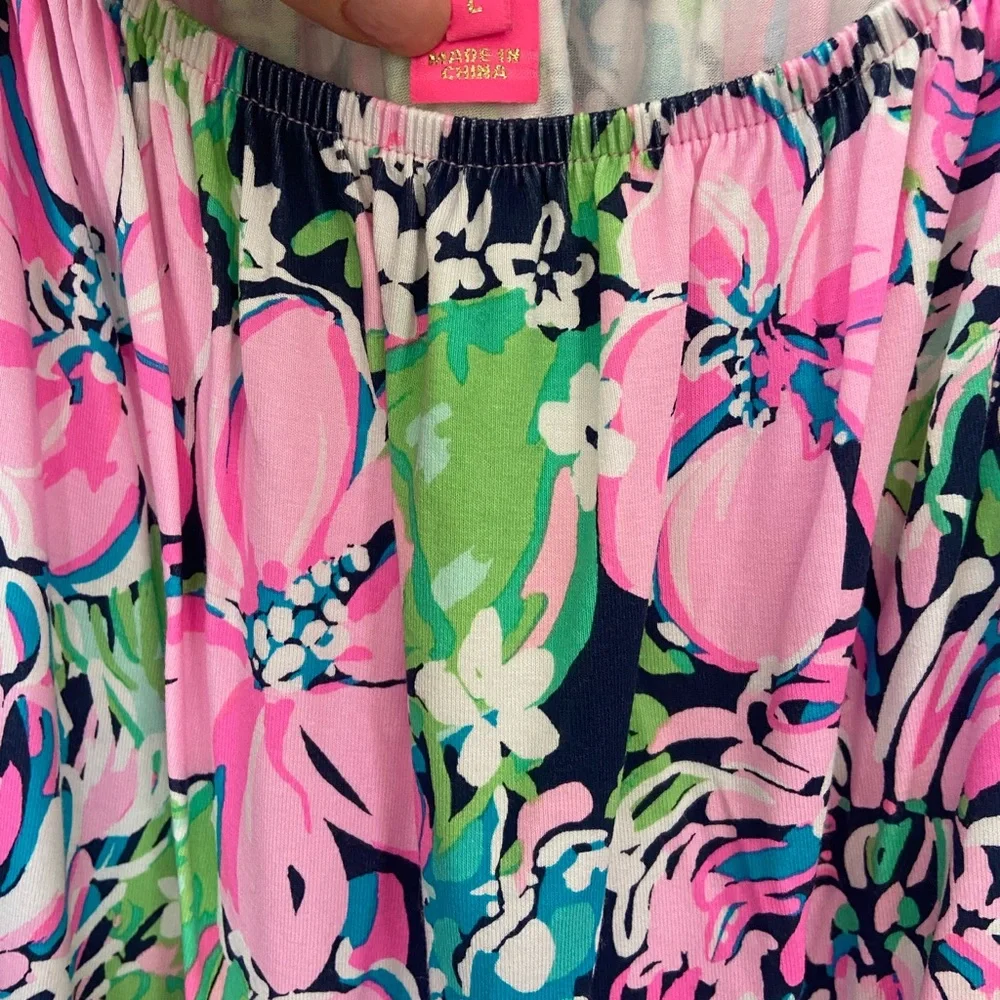 Lilly Pulitzer Pink Floral Off-Shoulder Romper size Large - Picture 2 of 7